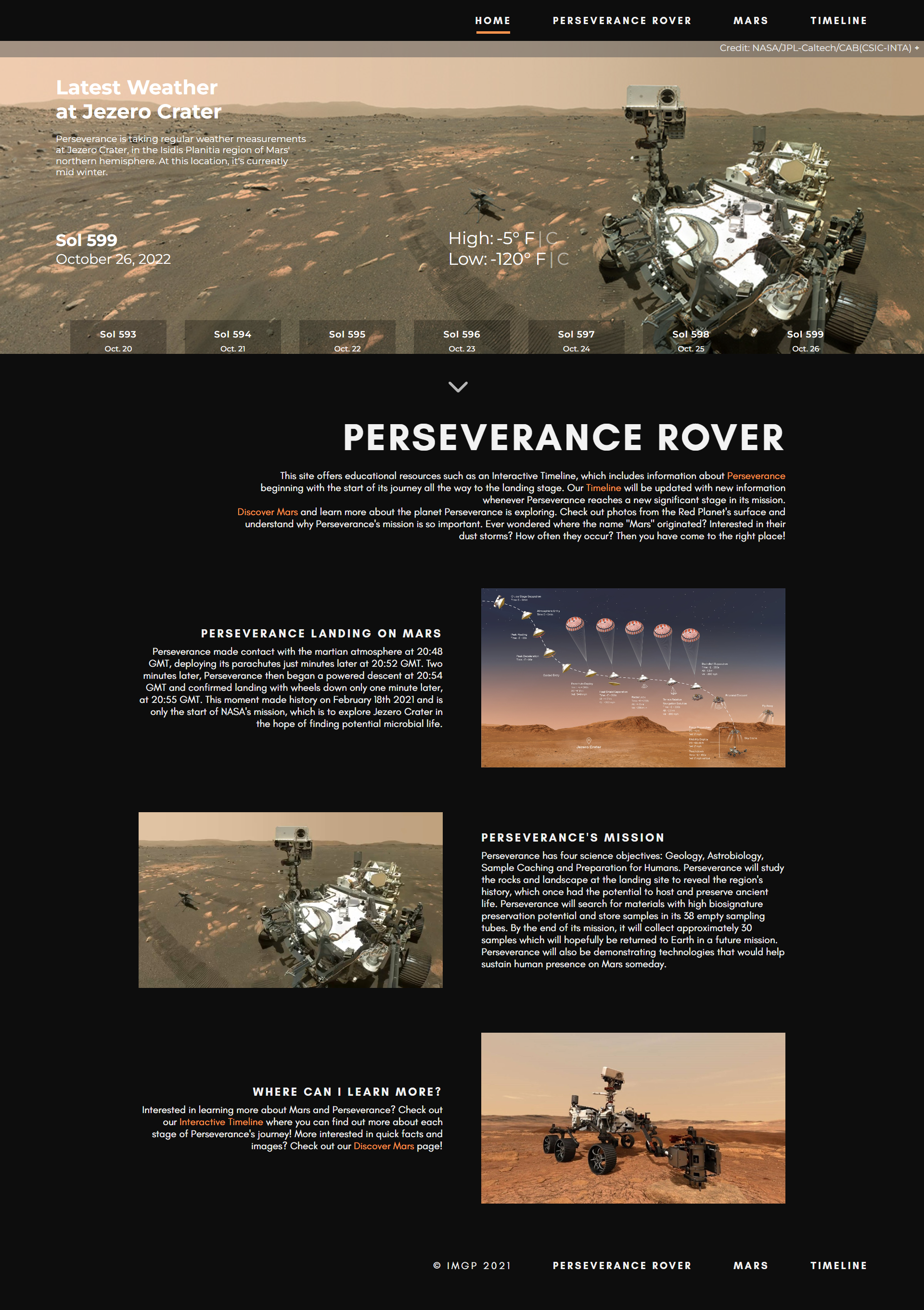 Perseverance Rover Home Page