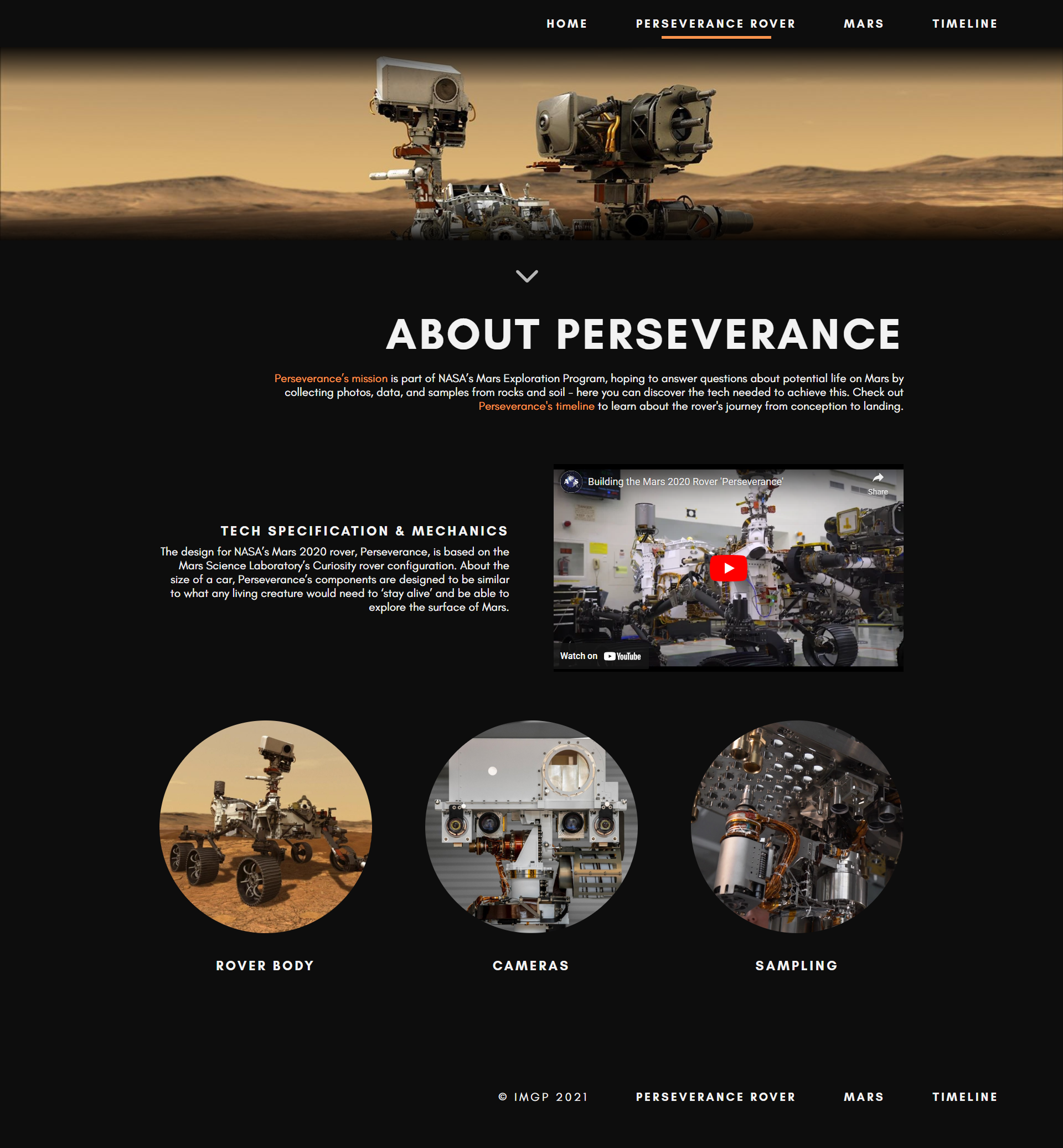 Perseverance Rover About Page